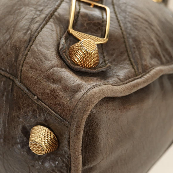 BALENCIAGA The Giant Part Time Bag Leather 2way Brown Gold 173082 Auth 183007M