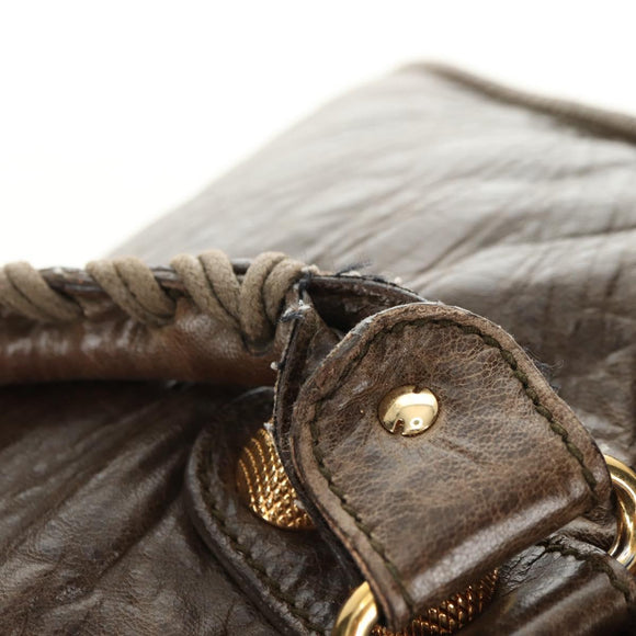 BALENCIAGA The Giant Part Time Bag Leather 2way Brown Gold 173082 Auth 183007M