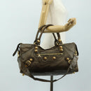 BALENCIAGA The Giant Part Time Bag Leather 2way Brown Gold 173082 Auth 183007M-27