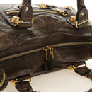 BALENCIAGA The Giant Part Time Bag Leather 2way Brown Gold 173082 Auth 183007M-6