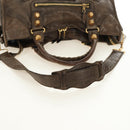 BALENCIAGA The Giant Part Time Bag Leather 2way Brown Gold 173082 Auth 183007M-9