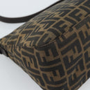 FENDI Zucca Canvas Mamma Baguette Shoulder Bag Black Brown Auth 183009M-17