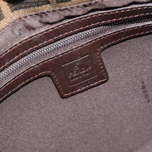 FENDI Zucca Canvas Mamma Baguette Shoulder Bag Black Brown Auth 183009M