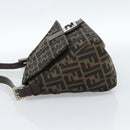 FENDI Zucca Canvas Mamma Baguette Shoulder Bag Black Brown Auth 183009M-3