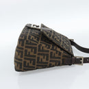 FENDI Zucca Canvas Mamma Baguette Shoulder Bag Black Brown Auth 183009M-4