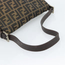 FENDI Zucca Canvas Mamma Baguette Shoulder Bag Black Brown Auth 183009M-7