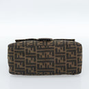 FENDI Zucca Canvas Mamma Baguette Shoulder Bag Black Brown Auth 183009M-5