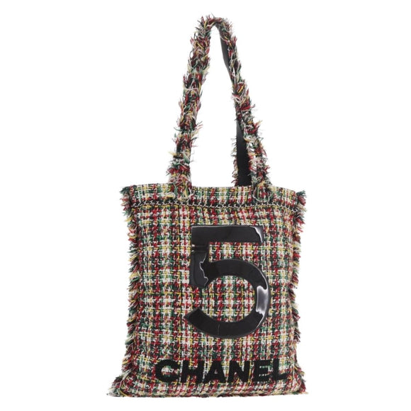 CHANEL Tote Bag Tweed Multicolor CC Auth 183010SM
