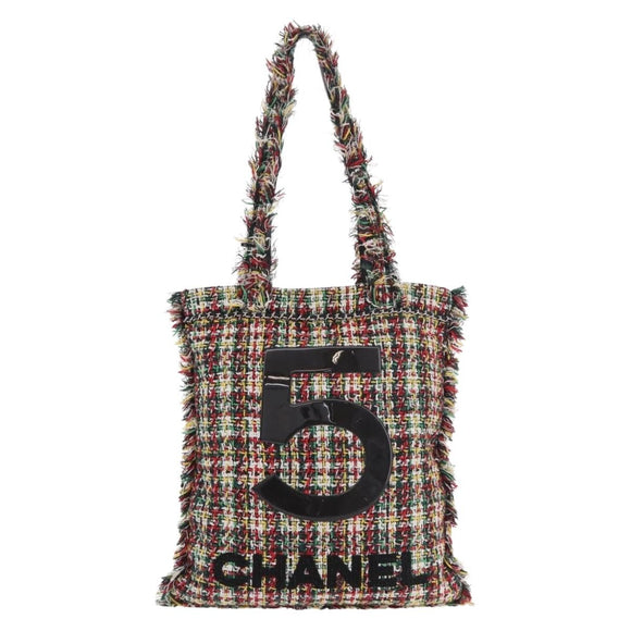 CHANEL Tote Bag Tweed Multicolor CC Auth 183010SM