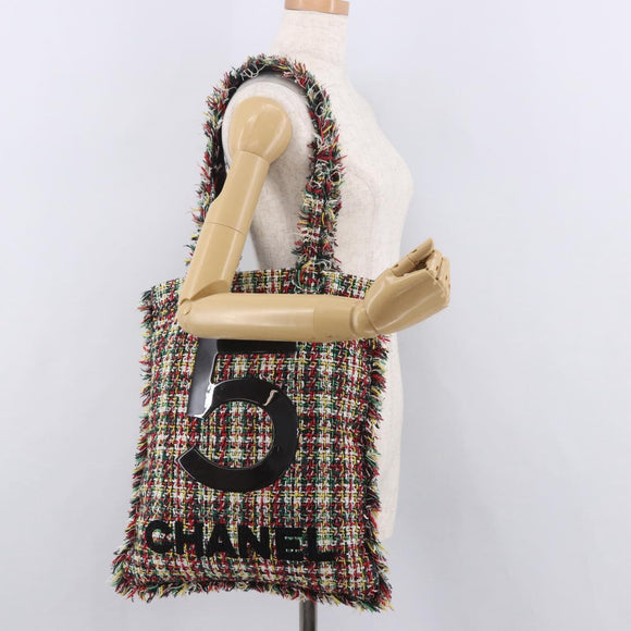 CHANEL Tote Bag Tweed Multicolor CC Auth 183010SM