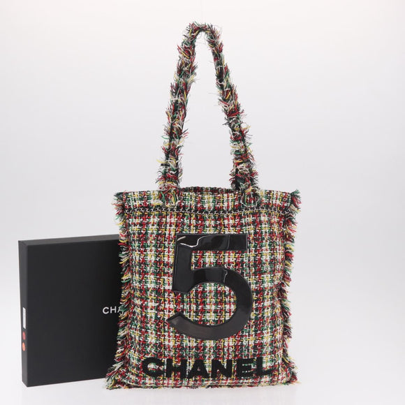 CHANEL Tote Bag Tweed Multicolor CC Auth 183010SM