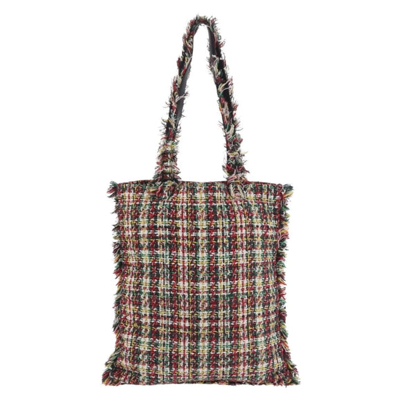 CHANEL Tote Bag Tweed Multicolor CC Auth 183010SM