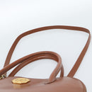 SAINT LAURENT Hand Bag Leather 2way Brown Gold Auth 183013-9