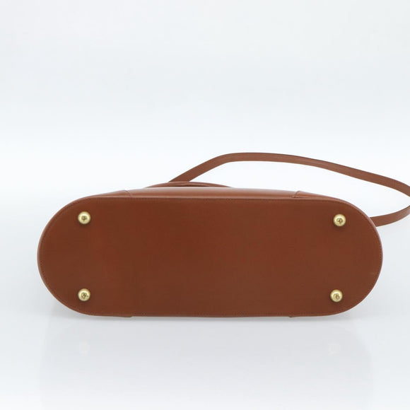 SAINT LAURENT Hand Bag Leather 2way Brown Gold Auth 183013