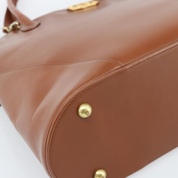 SAINT LAURENT Hand Bag Leather 2way Brown Gold Auth 183013