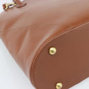 SAINT LAURENT Hand Bag Leather 2way Brown Gold Auth 183013-18