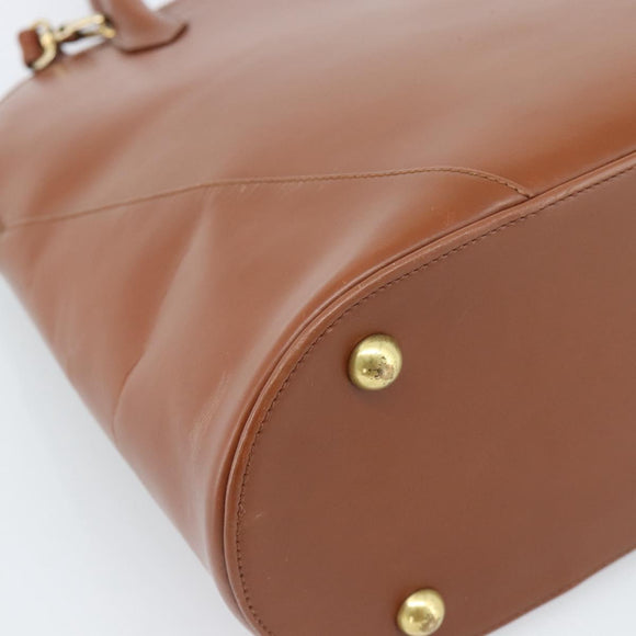 SAINT LAURENT Hand Bag Leather 2way Brown Gold Auth 183013