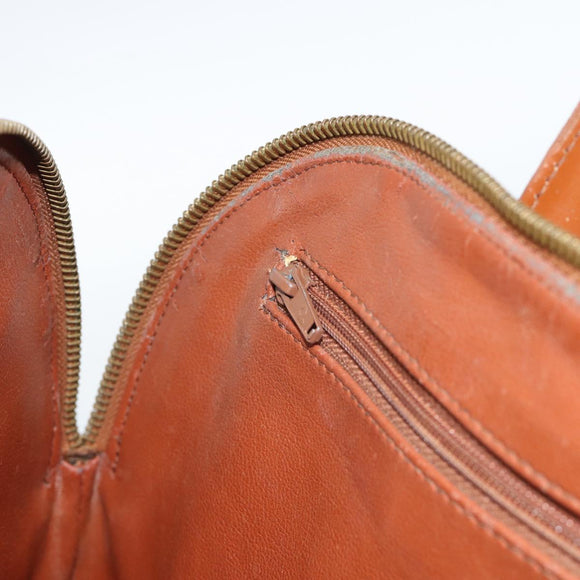 SAINT LAURENT Hand Bag Leather 2way Brown Gold Auth 183013