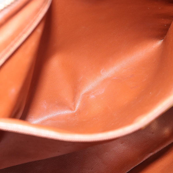 SAINT LAURENT Hand Bag Leather 2way Brown Gold Auth 183013