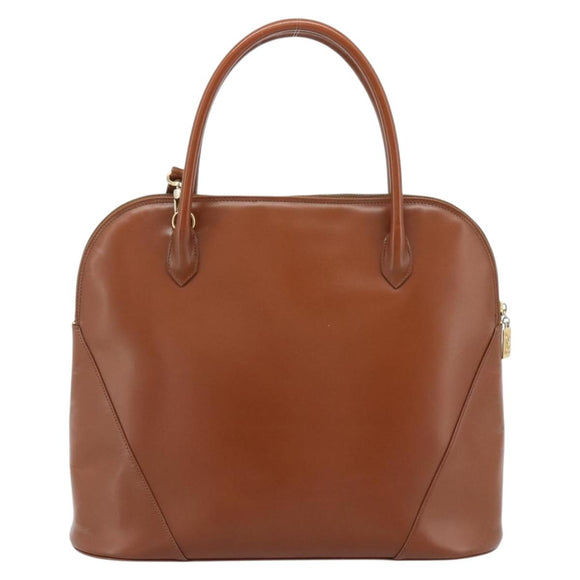 SAINT LAURENT Hand Bag Leather 2way Brown Gold Auth 183013