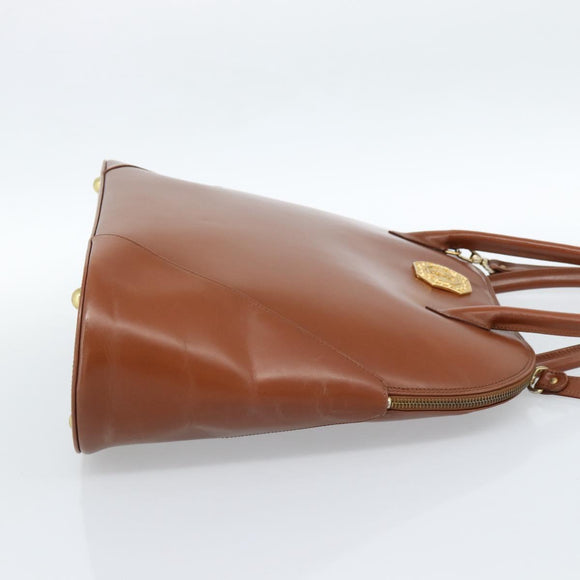 SAINT LAURENT Hand Bag Leather 2way Brown Gold Auth 183013