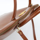 SAINT LAURENT Hand Bag Leather 2way Brown Gold Auth 183013-6