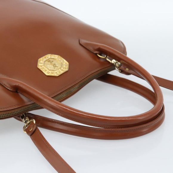 SAINT LAURENT Hand Bag Leather 2way Brown Gold Auth 183013