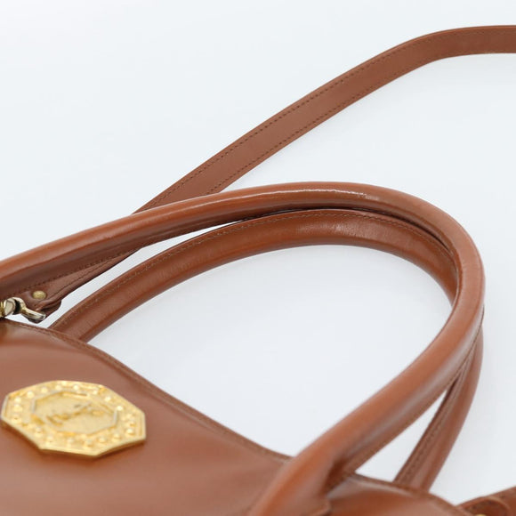 SAINT LAURENT Hand Bag Leather 2way Brown Gold Auth 183013