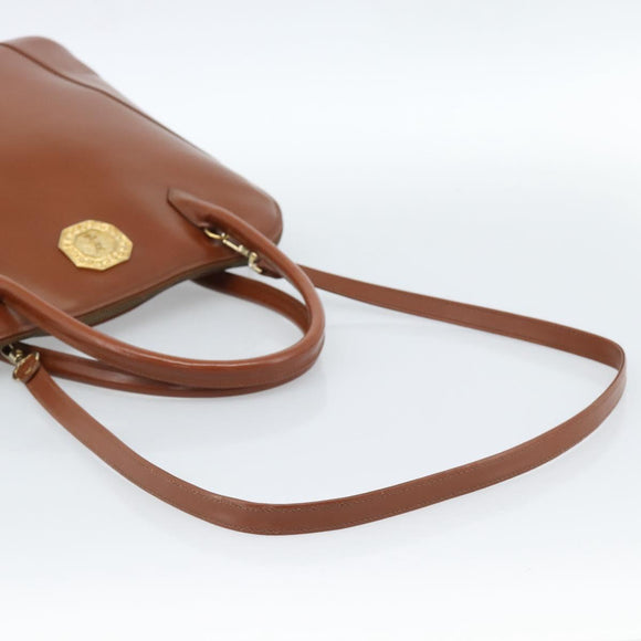 SAINT LAURENT Hand Bag Leather 2way Brown Gold Auth 183013