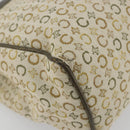 CELINE C Macadam Canvas Hand Bag Leather Beige Silver Auth 183014-14