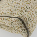 CELINE C Macadam Canvas Hand Bag Leather Beige Silver Auth 183014-16