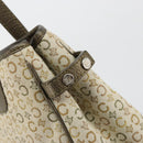 CELINE C Macadam Canvas Hand Bag Leather Beige Silver Auth 183014-10