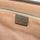 CELINE C Macadam Canvas Hand Bag Leather Beige Silver Auth 183014-18