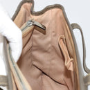 CELINE C Macadam Canvas Hand Bag Leather Beige Silver Auth 183014-19