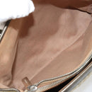 CELINE C Macadam Canvas Hand Bag Leather Beige Silver Auth 183014-23