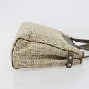 CELINE C Macadam Canvas Hand Bag Leather Beige Silver Auth 183014-3