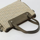 CELINE C Macadam Canvas Hand Bag Leather Beige Silver Auth 183014-6
