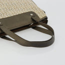 CELINE C Macadam Canvas Hand Bag Leather Beige Silver Auth 183014-7