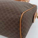 CELINE Macadam Canvas Boston Bag PVC Leather Brown Gold Auth 183015A-12