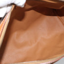 CELINE Macadam Canvas Boston Bag PVC Leather Brown Gold Auth 183015A-16
