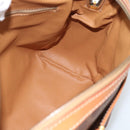 CELINE Macadam Canvas Boston Bag PVC Leather Brown Gold Auth 183015A-17