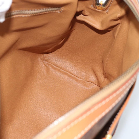 CELINE Macadam Canvas Boston Bag PVC Leather Brown Gold Auth 183015A