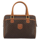 CELINE Macadam Canvas Boston Bag PVC Leather Brown Gold Auth 183015A-2