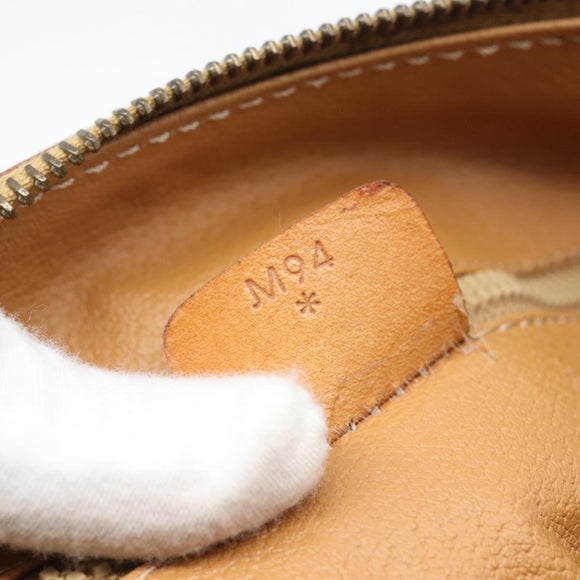 CELINE Macadam Canvas Boston Bag PVC Leather Brown Gold Auth 183015A