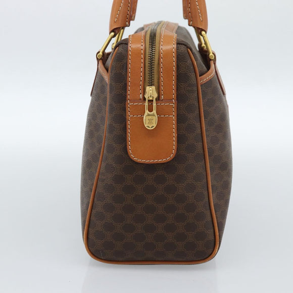 CELINE Macadam Canvas Boston Bag PVC Leather Brown Gold Auth 183015A