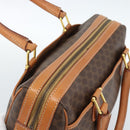 CELINE Macadam Canvas Boston Bag PVC Leather Brown Gold Auth 183015A-6