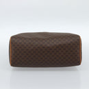 CELINE Macadam Canvas Boston Bag PVC Leather Brown Gold Auth 183015A-9