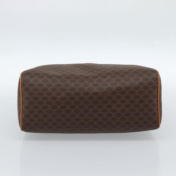 CELINE Macadam Canvas Boston Bag PVC Leather Brown Gold Auth 183015A
