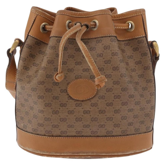 GUCCI Micro GG Supreme Shoulder Bag PVC Beige Gold 007 86 0044 Auth 183016