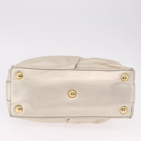 VALENTINO Hand Bag Leather 2way Gold Auth 183017A